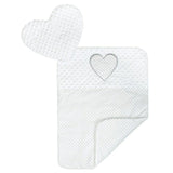 Set 3 piese, New Baby, Luxury, Baby Nest cu doua fete, Cu paturica si pernuta in forma de inima, Minky Heart White