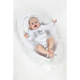 Set 3 piese, New Baby, Luxury, Baby Nest cu doua fete, Cu paturica si pernuta in forma de inima, Minky Heart White
