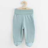 Set 3 piese, New Baby, Classic II, Include 3 perechi de pantalonasi cu botosei, Marime 56, Din bumbac 100%, Blue