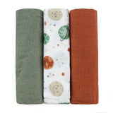 Set 3 scutece, Petite&Mars, Moussy, Din muselina de bambus, Hipoalergenice, 68 x 68 cm, Certificate Oeko Tex Standard 100, Celestial Planets