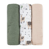 Set 3 scutece, Petite&Mars, Moussy, Din muselina de bambus, Hipoalergenice, 68 x 68 cm, Certificate Oeko Tex Standard 100, Lama Vibes