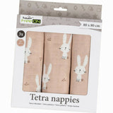 Set 3 scutece terta, Bubaba, Din bumbac, 80x80 cm, Beige Bunnies