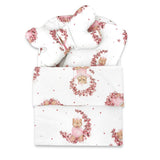 Set 4 in 1 Cosulet bebelus, MimiNu, Baby Cocoon 75x55 cm, Husa bumbac, Din bumbac certificat Oeko Tex Standard 100, Cu paturica 50x70 cm, Cu salteluta, Cu perna fluture, Design, Betty