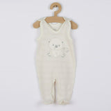 Set 4 piese, New Baby, Include bluza, body cu maneca lunga, salopeta fara maneci, caciulita, Marime 56, Din bumbac 100%, Sweet Bear Beige