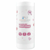 Set 50 bucati prosopele, Bocioland, Pe rola, Din bumbac, Hipoalergenice, Biodegradabile, 23x20 cm, White