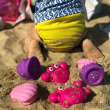 Set 7 animalute de baie, Fara gauri, Cu gentuta pentru transport, Fara BPA, Floating Sea Friends, Playgro, Pink