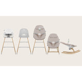 Set balansoar si scaun de masa, Lionelo, Dalia, Scaun cu 2 suporturi pentru picioare, Cu tavita, Balansoar 4 in 1 cu inaltime reglabia si bara cu jucarii, Conform cu EN14988, EN1888-1 EN1888-2, EN1466, Gri