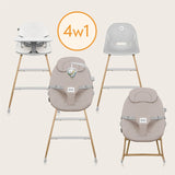 Set balansoar si scaun de masa, Lionelo, Dalia, Scaun cu 2 suporturi pentru picioare, Cu tavita, Balansoar 4 in 1 cu inaltime reglabia si bara cu jucarii, Conform cu EN14988, EN1888-1 EN1888-2, EN1466, Gri