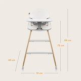 Set balansoar si scaun de masa, Lionelo, Dalia, Scaun cu 2 suporturi pentru picioare, Cu tavita, Balansoar 4 in 1 cu inaltime reglabia si bara cu jucarii, Conform cu EN14988, EN1888-1 EN1888-2, EN1466, Gri