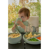 Set complet de masa, Jane, Din silicon, Cu 4 piese, Farfurie, Bol, Lingurita si pahar, BPA free, Pale