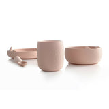 Set complet de masa, Jane, Din silicon, Cu 4 piese, Farfurie, Bol, Lingurita si pahar, BPA free, Pale