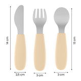 Set complet tacamuri, Petite&Mars, Take&Match, Din silicon si otel inoxidabil, Fara BPA, 12 luni+, Bej