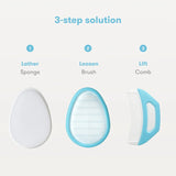 Set ingrijire scalp, Fridababy, DermaFrida, 3 in 1, Pentru dermatita seboreica la bebelusi, Include perie, burete si pieptene, Cu suport cu ventuza, De la nastere, Alb