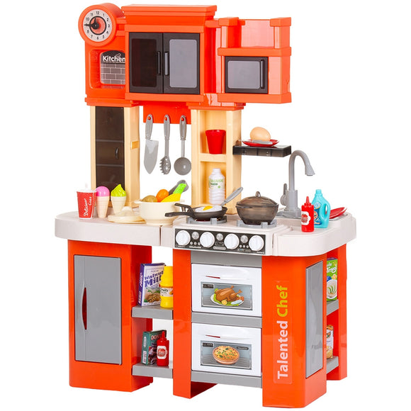 Set jucarie Chipolino Kitchen 84 cm cu sistem de curgere apa, lumini, sunete si 79 accesorii