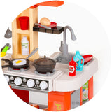 Set jucarie Chipolino Kitchen 84 cm cu sistem de curgere apa, lumini, sunete si 79 accesorii