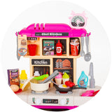 Set jucarie Chipolino Kitchen 87 cm cu sistem de curgere apa, lumini, sunete si 63 accesorii