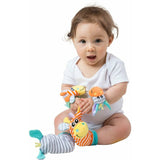 Set jucarii zornaitoare, Playgro, Include sosete interactive si 2 bratari, Inchidere cu velcro, Stimuleaza dezvoltarea senzoriala si tactila, 6 luni+, Jungle Wrist Rattle and Foot Finder