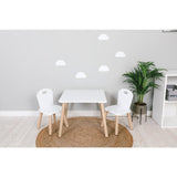 Set masuta si doua scaune, FreeON, Athena, Pentru copii, Din lemn, Conform cu standardele europene de securitate EN71-1;2018, EN71-2:2020, EN71-3:2021, Alb