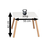 Set masuta si doua scaune, FreeON, Athena, Pentru copii, Din lemn, Conform cu standardele europene de securitate EN71-1;2018, EN71-2:2020, EN71-3:2021, Alb