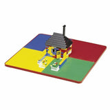 Set masuta si doua scaune, New Baby, Pentru copii, Grey and White, Cu parte detasabila si reversibila, Partea reversibila pentru Lego Duplo