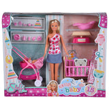 Set Simba Steffi Love New Born Baby Set papusa 29 cm, 1 bebelus si accesorii