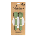 Set tacamuri, Petite&Mars, Take&Match, Din silicon, Forma ergonomica, Delicate cu gingiile, Adecvate pentru masina de spalat vase, Fara BPA, 6 luni+, Sweet Pea, Verde
