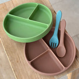 Set tacamuri, Petite&Mars, Take&Match, Din silicon, Forma ergonomica, Delicate cu gingiile, Adecvate pentru masina de spalat vase, Fara BPA, 6 luni+, Velvet Latte, Maro pudrat