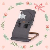 Sezlong balansoar, FreeON, Serene, Pana la 9 kg, Cu centura in 3 puncte, Spatar reglabil in 3 etape, Cu bara de jucarii, 70 x 45 x 56 cm, 0 luni+, Grey