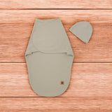 Sistem de infasare si caciulita, MimiNu, Pentru bebe, 0 - 3 luni, Leo, Din bumbac interlock certificat Oeko Tex Standard 100, Soft Mocha