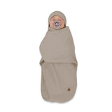 Sistem de infasare si caciulita, MimiNu, Pentru bebe, 0 - 3 luni, Leo, Din bumbac interlock certificat Oeko Tex Standard 100, Soft Mocha