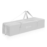 Tarc de joaca copii, Lionelo, Bonnie, Pana la 15 kg, 100 x 100 cm, Pliere compacta, Include geanta de transport, Din plasa, Cu intrare laterala cu fermoar, Cu roti, Cu salteluta din spuma, Conform cu EN12227, Gri deschis
