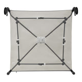 Tarc de joaca copii, Lionelo, Bonnie, Pana la 15 kg, 100 x 100 cm, Pliere compacta, Include geanta de transport, Din plasa, Cu intrare laterala cu fermoar, Cu roti, Cu salteluta din spuma, Conform cu EN12227, Gri deschis