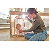 Tarc de joaca copii, Lionelo, Florence Easy Fold, 150 x 180 x 75 cm, Pliere, depliere automata, Include geanta de transport, Din plasa, Cu doua intrari laterale, 0-48 luni, Conform cu EN12227, Bej