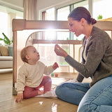 Tarc de joaca copii, Lionelo, Florence Easy Fold, 150 x 180 x 75 cm, Pliere, depliere automata, Include geanta de transport, Din plasa, Cu doua intrari laterale, 0-48 luni, Conform cu EN12227, Bej