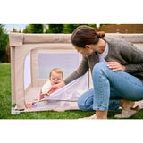 Tarc de joaca copii, Lionelo, Florence Easy Fold, 150 x 180 x 75 cm, Pliere, depliere automata, Include geanta de transport, Din plasa, Cu doua intrari laterale, 0-48 luni, Conform cu EN12227, Bej