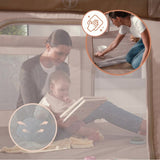 Tarc de joaca copii, Lionelo, Florence Easy Fold, 150 x 180 x 75 cm, Pliere, depliere automata, Include geanta de transport, Din plasa, Cu doua intrari laterale, 0-48 luni, Conform cu EN12227, Bej