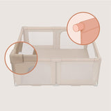 Tarc de joaca copii, Lionelo, Florence Easy Fold, 150 x 180 x 75 cm, Pliere, depliere automata, Include geanta de transport, Din plasa, Cu doua intrari laterale, 0-48 luni, Conform cu EN12227, Bej