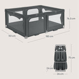 Tarc de joaca copii, Lionelo, Florence Easy Fold, 150 x 180 x 75 cm, Pliere, depliere automata, Include geanta de transport, Din plasa, Cu doua intrari laterale, 0-48 luni, Conform cu EN12227, Gri