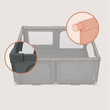 Tarc de joaca copii, Lionelo, Florence Easy Fold, 150 x 180 x 75 cm, Pliere, depliere automata, Include geanta de transport, Din plasa, Cu doua intrari laterale, 0-48 luni, Conform cu EN12227, Gri