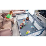 Tarc de joaca copii, Lionelo, Willow, 127 x 187 cm, Pliere compacta, Include geanta de transport, Din plasa, Cu doua intrari laterale si fermoar, Cu ventuze pentru stabilitate, Conform cu EN 12227:2010, Bej