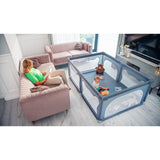 Tarc de joaca copii, Lionelo, Willow, 127 x 187 cm, Pliere compacta, Include geanta de transport, Din plasa, Cu doua intrari laterale si fermoar, Cu ventuze pentru stabilitate, Conform cu EN 12227:2010, Bej