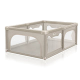 Tarc de joaca copii, Lionelo, Willow, 127 x 187 cm, Pliere compacta, Include geanta de transport, Din plasa, Cu doua intrari laterale si fermoar, Cu ventuze pentru stabilitate, Conform cu EN 12227:2010, Bej