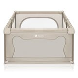 Tarc de joaca copii, Lionelo, Willow, 127 x 187 cm, Pliere compacta, Include geanta de transport, Din plasa, Cu doua intrari laterale si fermoar, Cu ventuze pentru stabilitate, Conform cu EN 12227:2010, Bej