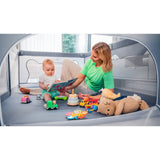 Tarc de joaca copii, Lionelo, Willow, 127 x 187 cm, Pliere compacta, Include geanta de transport, Din plasa, Cu doua intrari laterale si fermoar, Cu ventuze pentru stabilitate, Conform cu EN 12227:2010, Bej