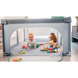 Tarc de joaca copii, Lionelo, Willow, 127 x 187 cm, Pliere compacta, Include geanta de transport, Din plasa, Cu doua intrari laterale si fermoar, Cu ventuze pentru stabilitate, Conform cu EN 12227:2010, Bej