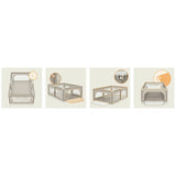 Tarc de joaca copii, Lionelo, Willow, 127 x 187 cm, Pliere compacta, Include geanta de transport, Din plasa, Cu doua intrari laterale si fermoar, Cu ventuze pentru stabilitate, Conform cu EN 12227:2010, Bej