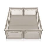 Tarc de joaca copii, Lionelo, Willow XL,180 x 200 cm, Pliere compacta, Include geanta de transport, Din plasa, Cu doua intrari laterale si fermoar, Cu ventuze pentru stabilitate, Conform cu EN 12227:2010, Bej