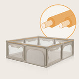 Tarc de joaca copii, Lionelo, Willow XL,180 x 200 cm, Pliere compacta, Include geanta de transport, Din plasa, Cu doua intrari laterale si fermoar, Cu ventuze pentru stabilitate, Conform cu EN 12227:2010, Bej