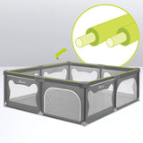 Tarc de joaca copii, Lionelo, Willow XL,180 x 200 cm, Pliere compacta, Include geanta de transport, Din plasa, Cu doua intrari laterale si fermoar, Cu ventuze pentru stabilitate, Conform cu EN 12227:2010, Gri