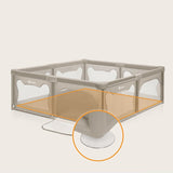 Tarc de joaca copii, Lionelo, Willow XL,180 x 200 cm, Pliere compacta, Include geanta de transport, Din plasa, Cu doua intrari laterale si fermoar, Cu ventuze pentru stabilitate, Conform cu EN 12227:2010, Bej